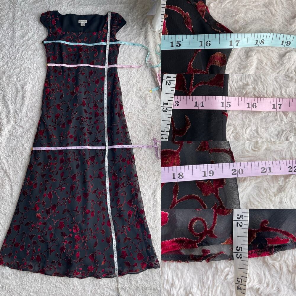 Vintage velvet burnout floral prom‎ formal dress maxi gown Ann Taylor 90s Y2K - Picture 5 of 14